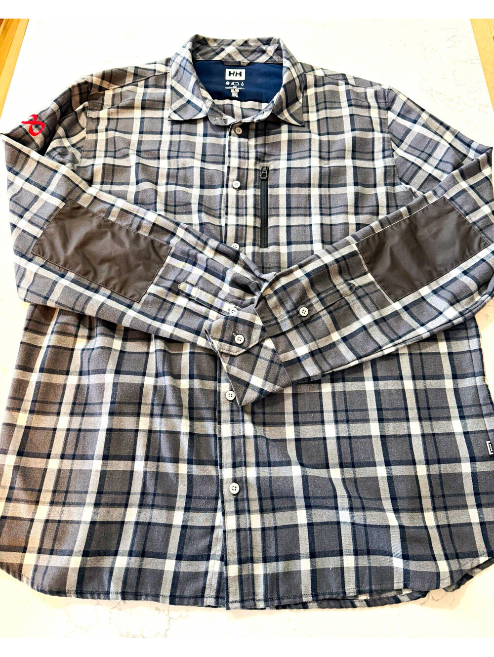 Helly Hansen Men's 2XL Gray Plaid Flannel LS Button-Up Zip Chest Pocket [COPY]